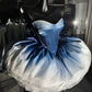 Robe de bal Simple sans bretelles, bleu ombré, robe de soirée, tenues d'anniversaire, C692