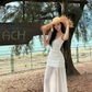 Formal Mermaid Off White Spaghetti Straps Satin Chiffon Long Prom Dress, Evening Dress C6920
