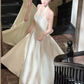 Pretty Halter A Line Satin Long Prom Dress, Evening Dress C6926