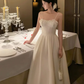 Princess Spaghetti Straps A Line Satin Long Prom Dress, Evening Dress C6928