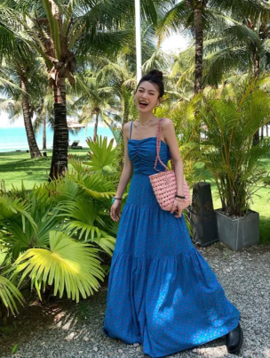 Obsessed Blue Spaghetti Straps A Line Satin Long Prom Dress, Evening Dress C6938