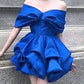 Elegant Royal Blue Bubble Off Shoulder Cheap Short Homecoming Dresses Birthday Outfits C693
