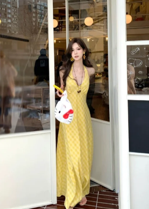 Elegant A Line Halter Satin Long Prom Dress, Evening Dress C6950