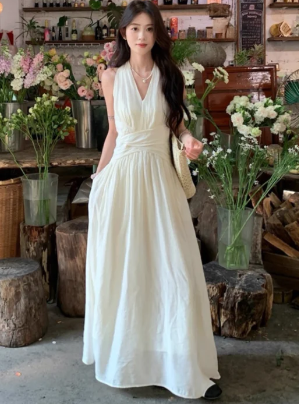 Classy A Line Halter Chiffon Long Prom Dress, Evening Dress C6980