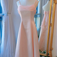 Vintage une ligne bretelles Spaghetti rose longues robes de bal C69
