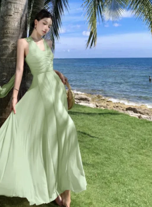 Chic A Line Halter Chiffon Long Prom Dress, Evening Dress C7004