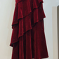 Shiny Burgundy Mermaid Spaghetti Straps Velvet Beads Long Prom Dress, Evening Dress C7009