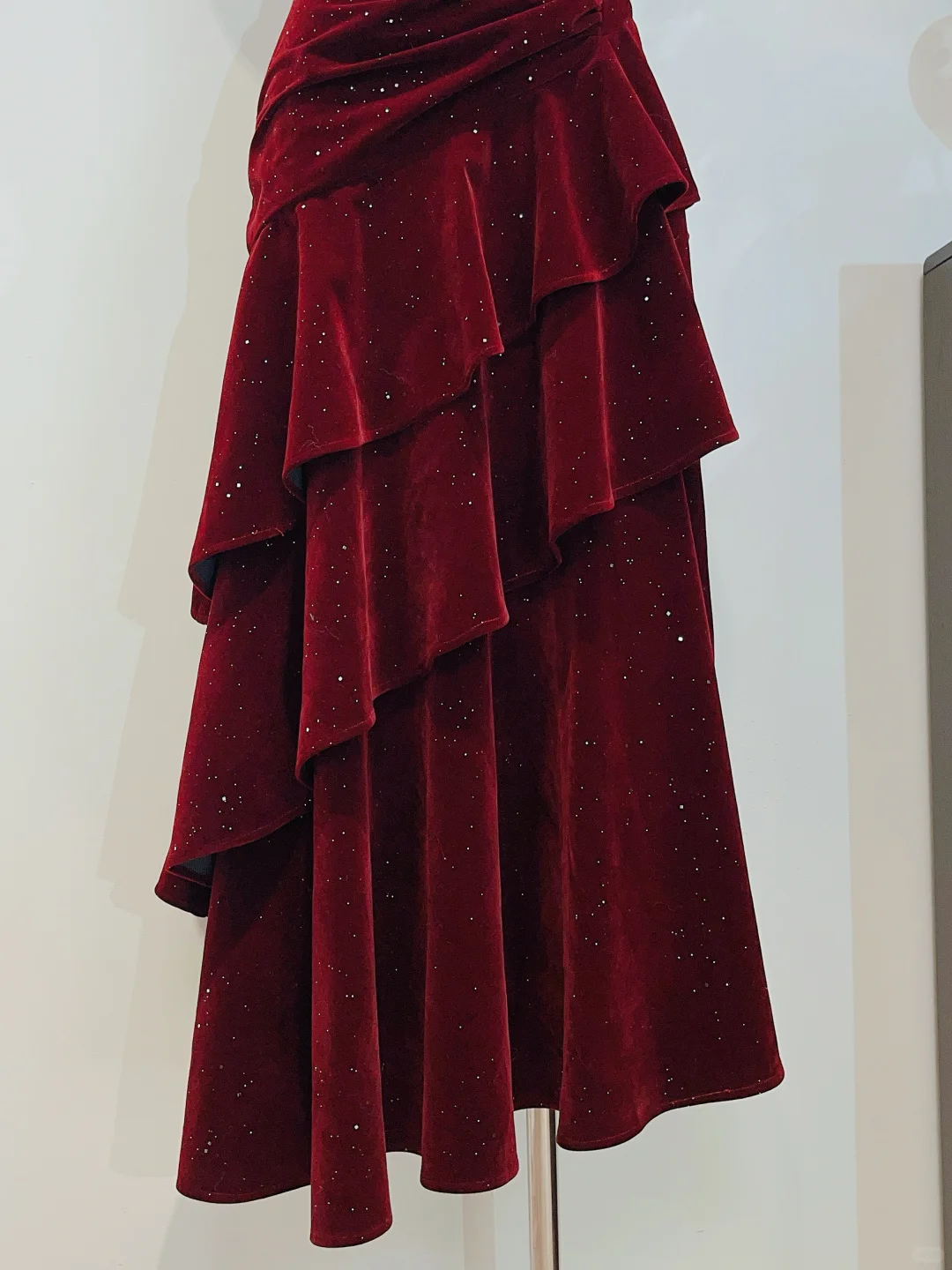 Shiny Burgundy Mermaid Spaghetti Straps Velvet Beads Long Prom Dress, Evening Dress C7009