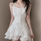 Ruffled halter top French chic A-line short dress C7031