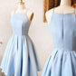 Satin Light blue Simple Short Mini Homecoming dress For Teens Birthday Outfits C716