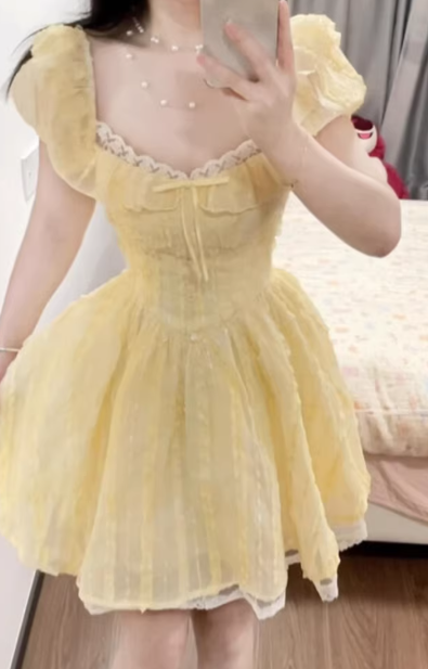 Gentle and Sweet A-Line Princess Dress,  Summer Short Dress C7193