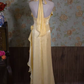 Vintage sirène licou fleurs jaunes longues robes de bal C72