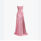 Vintage Mermaid Spaghetti Straps Custom Pink Slit Long Prom Dresses C734