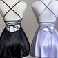 A Line Spaghetti Straps Backless Homecoming Dresses Black Birthday Outfits C739