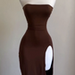 Vintage Sheath Strapless Slit Homecoming Dress 19th Birthday Outfits C754