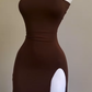 Vintage Sheath Strapless Slit Homecoming Dress 19th Birthday Outfits C754