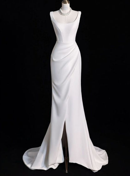 Robe de mariée en Satin blanc de conte de fées, robes de mariée sirène pour mariée C760