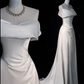 Fairytale Wedding Dress White Mermaid Off The Shoulder Satin Wedding Dresses C768