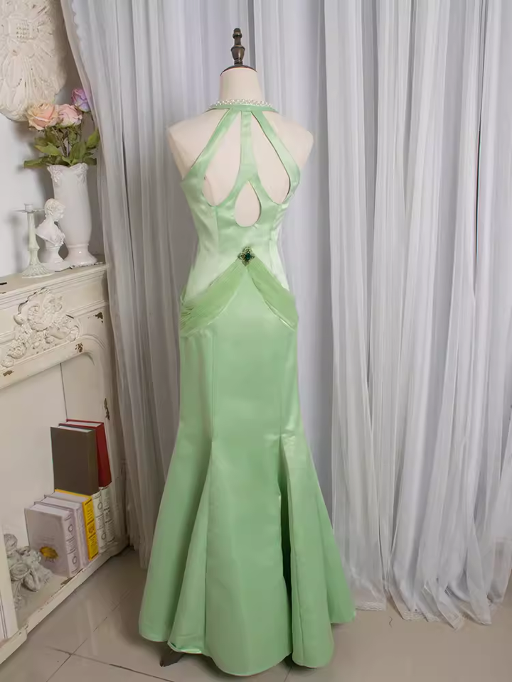 Modest Mermaid Sleeveless Mint Green Long Prom Dress