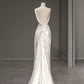 Vintage Mermaid Straps Sleeveless Long Print Flower Satin Wedding Dresses C798
