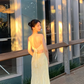 Pretty Mermaid Spaghetti Straps Sequin Long Prom Dress, Evening Dress C8012