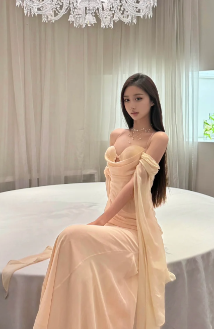 Pretty Mermaid Spaghetti Straps Chiffon Long Prom Dress, Evening Dress C8014