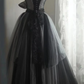 Princess A Line V Neck Satin Tulle Long Prom Dress, Evening Dress C8015