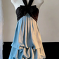 Robe courte chic en satin à col halter et coupe trapèze, idéale pour un bal de promo ou un 16e anniversaire (C8037)
