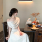 Princess A Line Off The Shoulder Satin Long Prom Dress, Evening Dress C8073