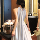 Pretty A Line Halter Chiffon Sequin Long Prom Dress, Evening Dress C8075