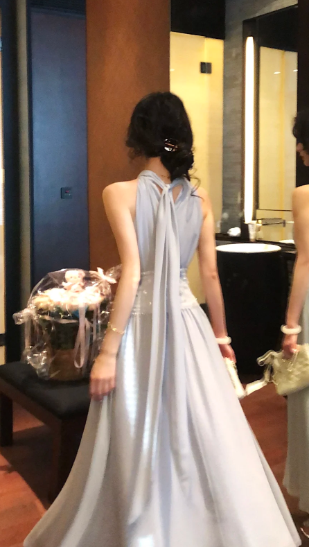 Pretty A Line Halter Chiffon Sequin Long Prom Dress, Evening Dress C8075