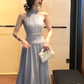 Pretty A Line Halter Chiffon Sequin Long Prom Dress, Evening Dress C8075