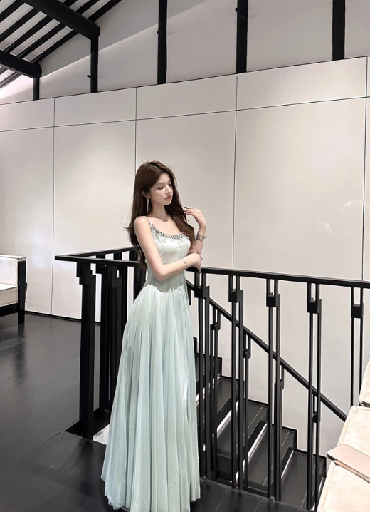 Fairy A Line Spaghetti Straps Chiffon Long Prom Dress, Evening Dress C8080