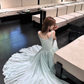 Fairy A Line Spaghetti Straps Chiffon Long Prom Dress, Evening Dress C8080