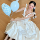 Robe de bal longue en satin, coupe trapèze, col en V, référence C8081