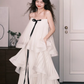 Robe de bal longue princesse trapèze sans bretelles à volants en mousseline, robe de soirée C8088