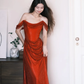 Robe de bal longue en satin à épaules dénudées, modèle Obsessed Mermaid, référence C8089