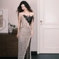 Magnifique robe de bal longue sirène en dentelle à épaules dénudées, robe de soirée C8092