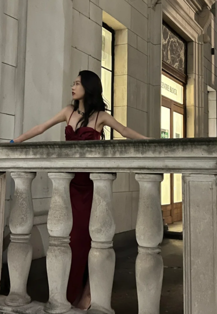 Classy Mermaid Burgundy Spaghetti Straps Satin Slit Long Prom Dress, Evening Dress C8094