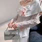 Vintage une ligne manches longues blanc soie Satin longues robes de bal C80