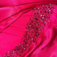 Robe de bal longue vintage sirène en satin et perles, décolleté cœur, robe de soirée C8106