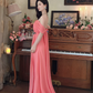 Sweet One Shoulder Pleated Prom Dress Long Beaded Evening Dress C8118