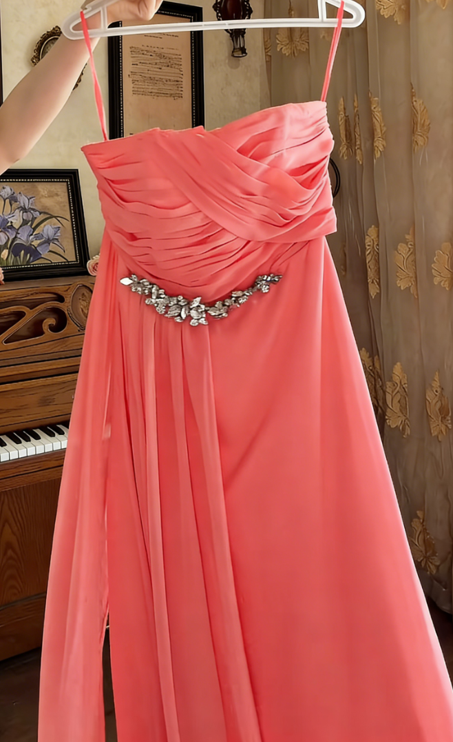 Sweet One Shoulder Pleated Prom Dress Long Beaded Evening Dress C8118