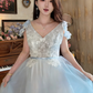 Robe de bal de princesse bustier à volants en satin long, robe de soirée C8117