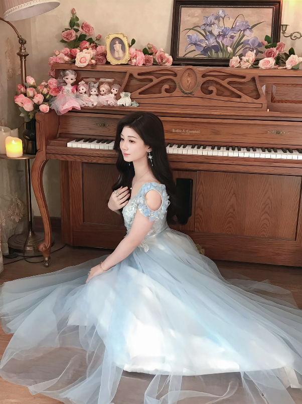 Robe de bal de princesse bustier à volants en satin long, robe de soirée C8117