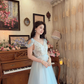 Robe de bal de princesse bustier à volants en satin long, robe de soirée C8117