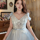 Robe de bal de princesse bustier à volants en satin long, robe de soirée C8117