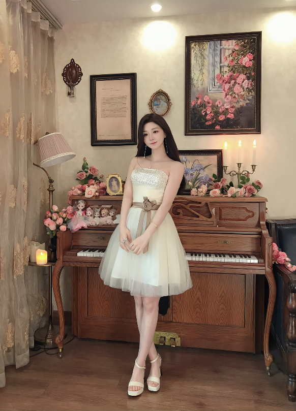 Charming Strapless A-Line Ivory Mini Homecoming Dress Sequins Tulle Short Birthday Dress C8120