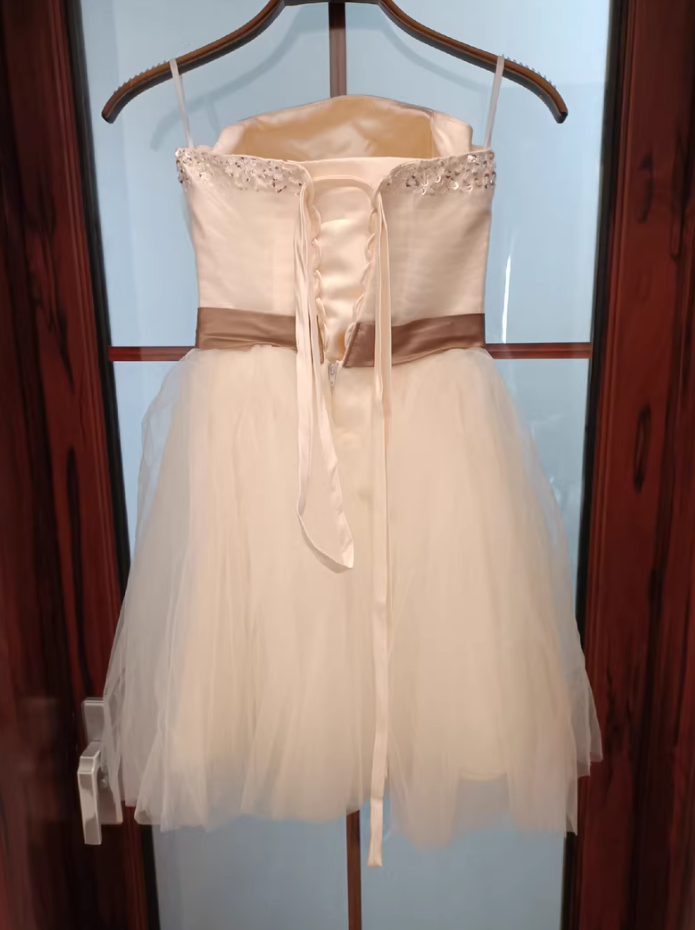 Charming Strapless A-Line Ivory Mini Homecoming Dress Sequins Tulle Short Birthday Dress C8120