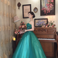 Elegant Strapless Green Prom Dress Long Beads Appliques A-Line Evening Dress C8121